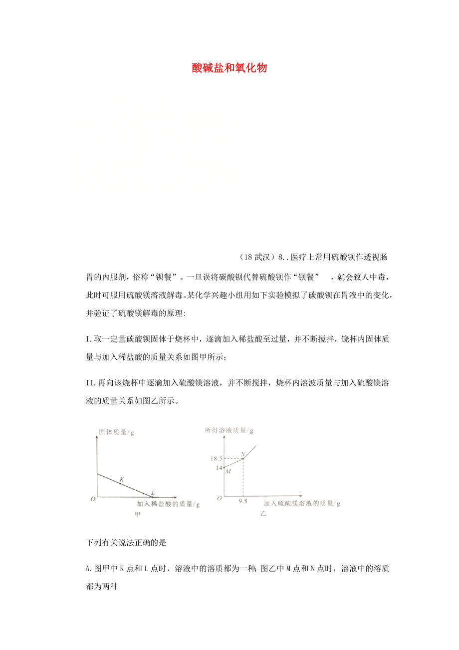 2020年中考化學(xué)真題分類匯編 2 我們身邊的物質(zhì) 考點(diǎn)14 酸堿鹽和氧化物 6化學(xué)反應(yīng) 信息分析題（無答案）_第1頁