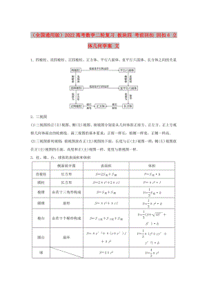 （全國通用版）2022高考數(shù)學(xué)二輪復(fù)習(xí) 板塊四 考前回扣 回扣6 立體幾何學(xué)案 文