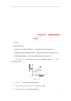 2018-2019學年九年級化學下冊 第七章 溶液 中考特訓（四）溶解度曲線的綜合運用同步練習 （新版）粵教版