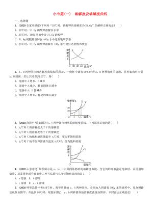 【中考命題研究】（貴陽專版）2020中考化學(xué) 課時精練 小專題（一）溶解度及溶解度曲線（無答案）