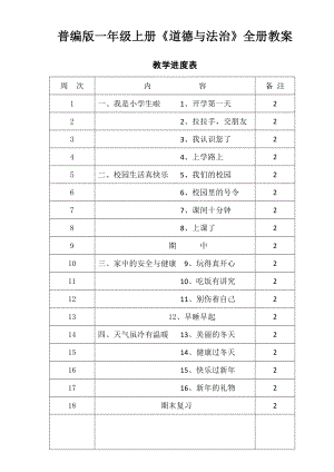 部編版人教版小學(xué)一年級上冊道德與法治教案全冊.docx