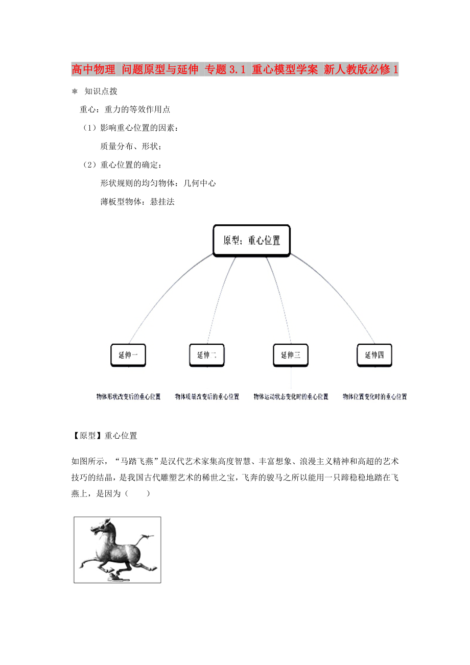 高中物理 問題原型與延伸 專題3.1 重心模型學(xué)案 新人教版必修1_第1頁