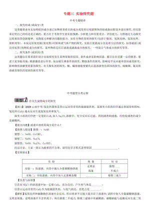 中考命題研究河北省2020中考化學(xué) 重點題型突破 專題三 實驗探究題（無答案）