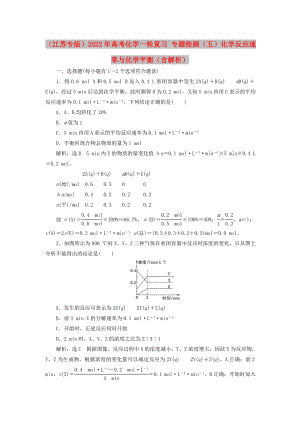 （江蘇專版）2022年高考化學(xué)一輪復(fù)習(xí) 專題檢測(cè)（五）化學(xué)反應(yīng)速率與化學(xué)平衡（含解析）