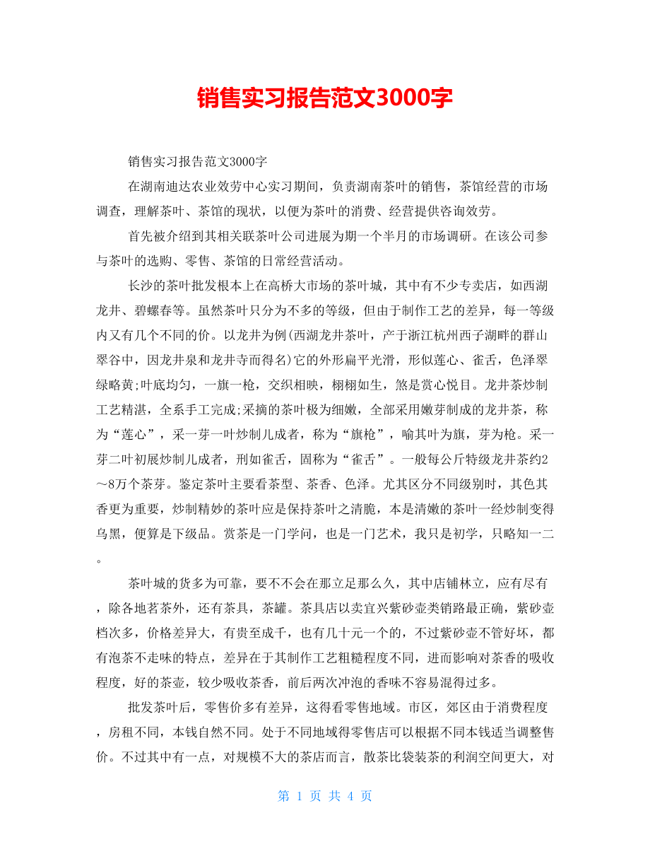 销售实习报告范文3000字_第1页