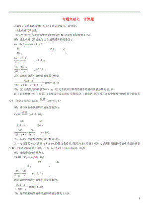 （百色專版）2019屆中考化學(xué)畢業(yè)總復(fù)習(xí) 第2編 重點(diǎn)專題突破篇 專題突破7 計算題檢測