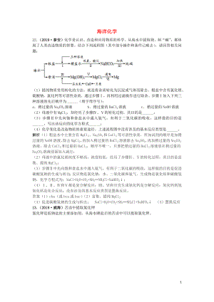 山東省2019年中考化學試題匯編 海洋化學（含解析）