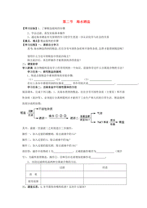 九年級化學(xué)下冊 第八單元 第二節(jié) 海水曬鹽（第三課時）學(xué)案（無答案） 魯教版六三制