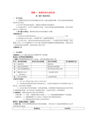 2020秋九年級化學(xué)上冊 第一單元 課題1 物質(zhì)的變化和性質(zhì)導(dǎo)學(xué)案（無答案）（新版）新人教版