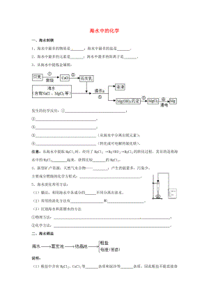 山東省濟寧市任城區(qū)九年級化學全冊 第三單元 海水中的化學知識點復習（無答案） 魯教版五四制（通用）