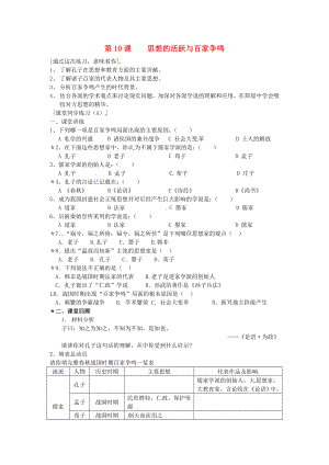 七年級(jí)歷史上冊(cè) 第二單元 國(guó)家的產(chǎn)生和社會(huì)變革 第10課 思想的活躍與百家爭(zhēng)鳴課時(shí)訓(xùn)練 北師大版