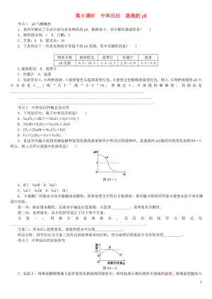 2018屆中考化學(xué)專題復(fù)習(xí) 第8課時(shí) 中和反應(yīng) 溶液的pH練習(xí) 新人教版