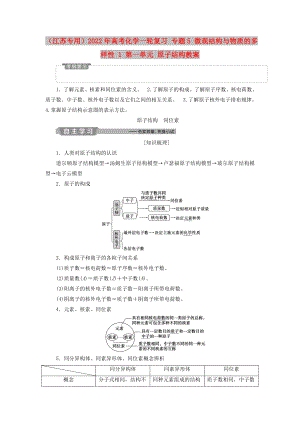 （江蘇專用）2022年高考化學(xué)一輪復(fù)習(xí) 專題5 微觀結(jié)構(gòu)與物質(zhì)的多樣性 1 第一單元 原子結(jié)構(gòu)教案