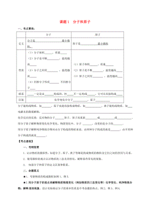 山東省廣饒縣廣饒街道顏徐學(xué)校中考化學(xué)知識點(diǎn)復(fù)習(xí) 第3單元 課題1 分子和原子（無答案）（通用）