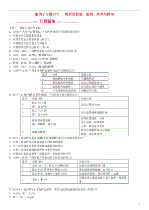 （云南專版）2019年中考化學總復習 滾動小專題（六）物質的檢驗、鑒別、共存與除雜習題