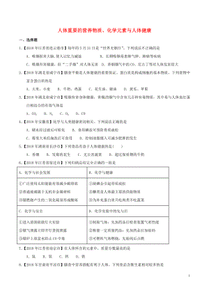 2018年中考化學(xué)知識(shí)分類練習(xí)卷 人體重要的營養(yǎng)物質(zhì)、化學(xué)元素與人體健康（無答案）