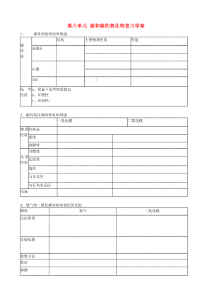 九年級(jí)化學(xué)上冊(cè) 第6單元 碳和碳的氧化物復(fù)習(xí)學(xué)案（無(wú)答案） 新人教版