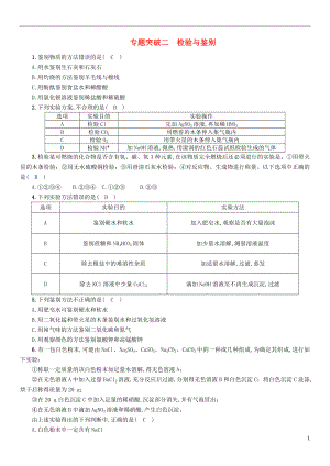 （百色專版）2019屆中考化學(xué)畢業(yè)總復(fù)習(xí) 第2編 重點專題突破篇 專題突破2 檢驗與鑒別檢測