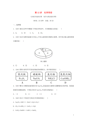 重慶市2018年中考化學總復習 第一輪 基礎(chǔ)知識研究 第二單元 化學基本概念和原理 第12講 化學用語練習