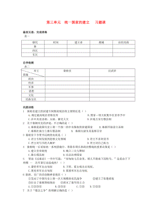 七年級歷史下冊 第三單元《統(tǒng)一國家的建立》習題課 人教新課標版