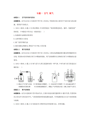 （陜西專用）2019版中考化學(xué)一練通 第一部分 中考考點(diǎn)掃描 模塊一 身邊的化學(xué)物質(zhì) 專題一 空氣 氧氣試題