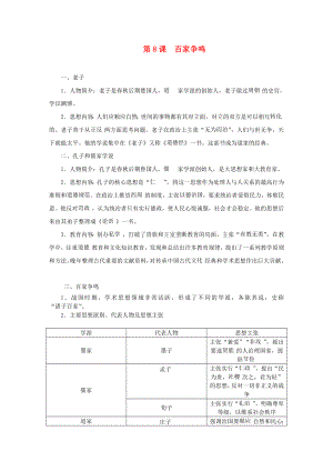 2020秋七年級(jí)歷史上冊(cè) 第二單元 夏商周時(shí)期：早期國(guó)家的產(chǎn)生與社會(huì)變革第8課 百家爭(zhēng)鳴知識(shí)點(diǎn) 新人教版