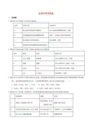 2020年中考化學(xué)知識分類練習(xí)卷 生活中常見的鹽（無答案）