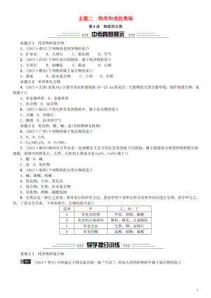 2018中考化學(xué)一輪復(fù)習(xí) 主題二 物質(zhì)構(gòu)成的奧秘 第8講 物質(zhì)的分類練習(xí)