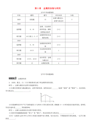 【中考命題研究】（遵義）2020中考化學(xué) 教材知識梳理 第5章 金屬的冶煉與利用（無答案）