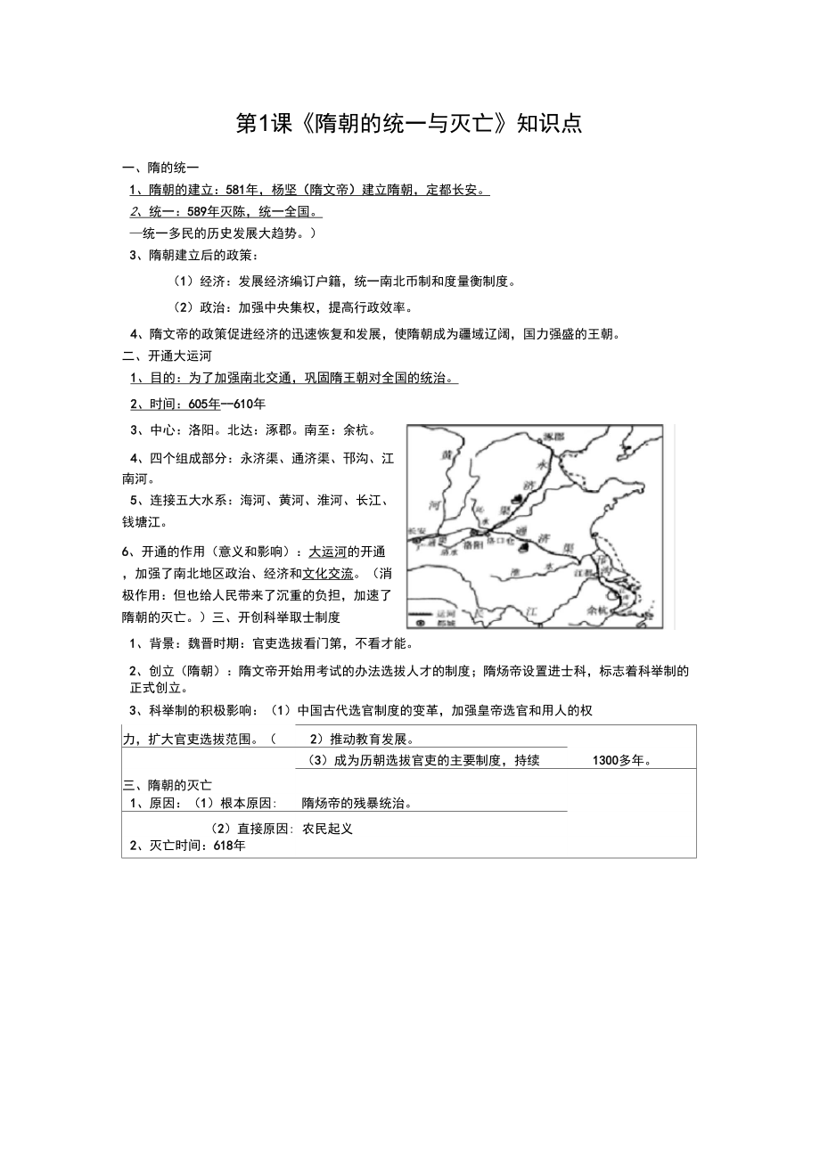 第1課《隋朝的統(tǒng)一與滅亡》知識(shí)點(diǎn)_第1頁(yè)