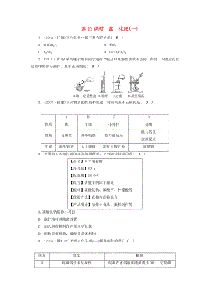 安徽省2019中考化學(xué)決勝復(fù)習(xí) 第一部分 考點(diǎn)探究 第13課時(shí) 鹽 化肥（一）習(xí)題