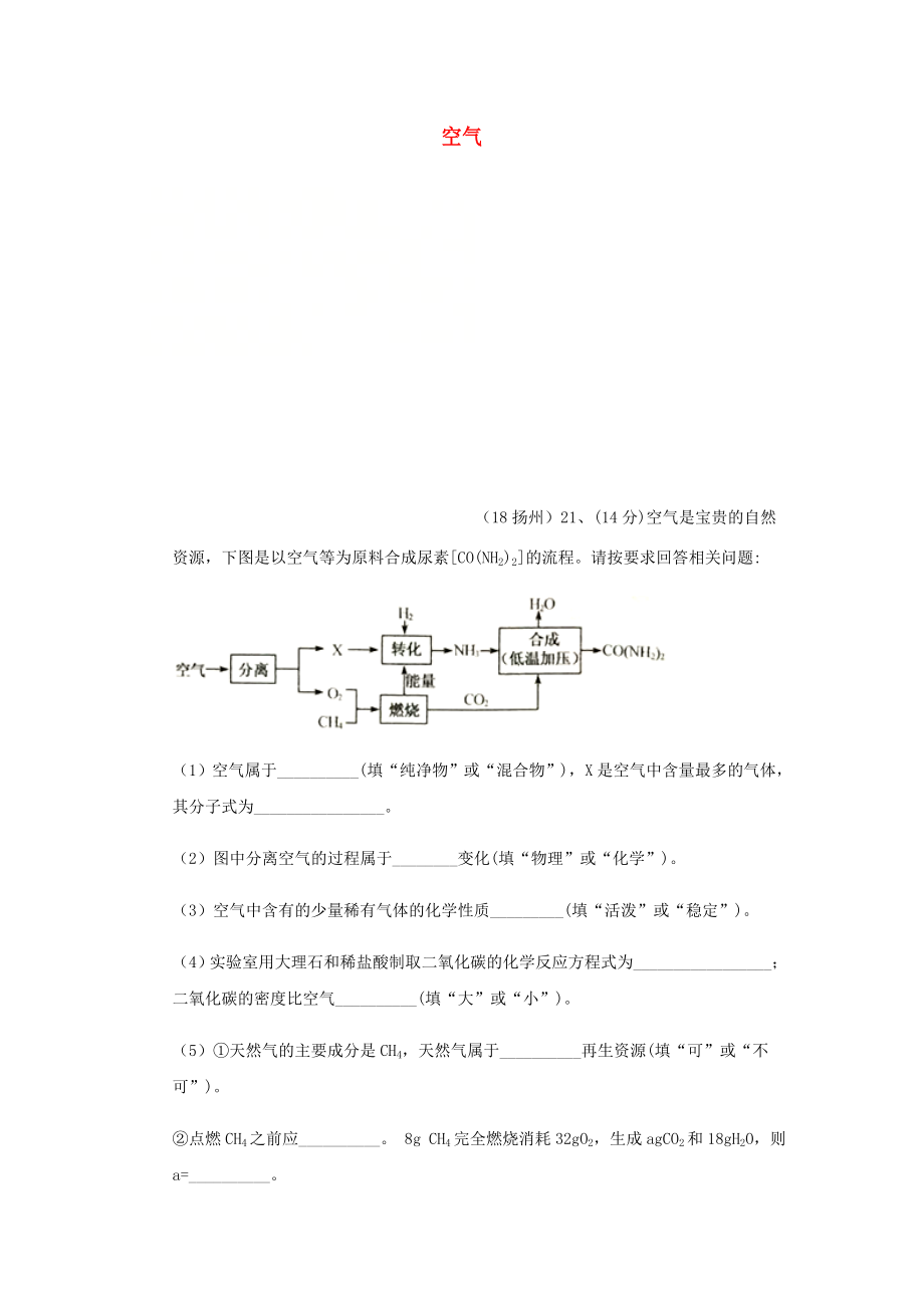 2020年中考化學(xué)真題分類匯編 2 我們身邊的物質(zhì) 考點(diǎn)8 空氣 5 綜合 工業(yè)流程圖（無答案）_第1頁(yè)