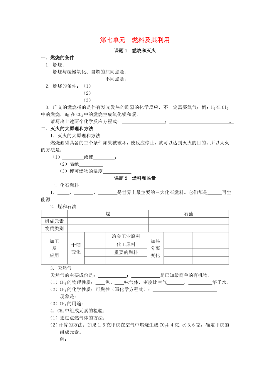 九年級化學上冊 第七單元 燃料及其利用知識點總結(jié)素材 （新版）新人教版（通用）_第1頁