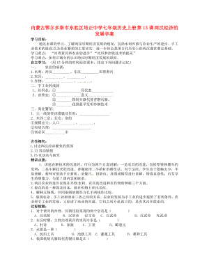 內(nèi)蒙古鄂爾多斯市東勝區(qū)培正中學(xué)七年級歷史上冊 第13課 兩漢經(jīng)濟的發(fā)展學(xué)案（無答案）