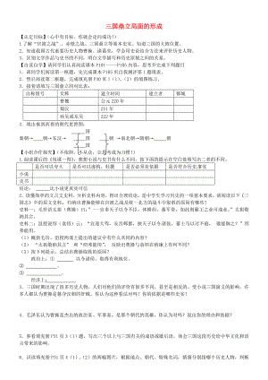 山東省菏澤市巨野縣萬豐鎮(zhèn)第二中學七年級歷史上冊 第20課 三國鼎立局面的形成導學案（無答案） 北師大版