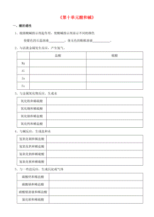 九年級化學下冊《第十單元 酸和堿》導學案（無答案） 新人教版