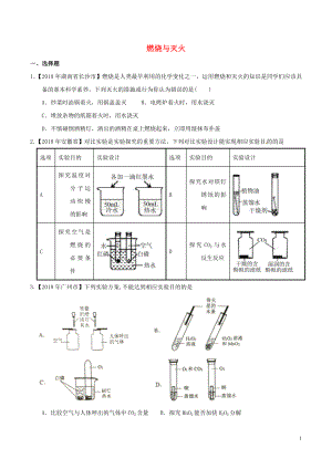 2018年中考化學(xué)知識(shí)分類練習(xí)卷 燃燒與滅火（無(wú)答案）