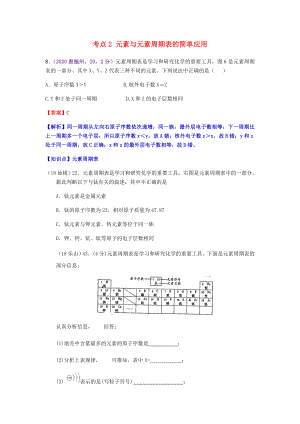 2020年中考化學(xué)真題分類匯編 1 物質(zhì)的構(gòu)成和變化 考點(diǎn)2 元素與元素周期表的簡(jiǎn)單應(yīng)用 2元素周期表 2多個(gè)表格（無答案）