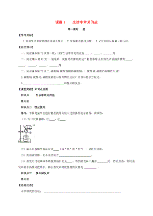 山東省濰坊市安丘市九年級(jí)化學(xué)下冊(cè) 第11單元 鹽 化肥 課題1 生活中常見的鹽（第1課時(shí)）鹽導(dǎo)學(xué)案（無答案）（新版）新人教版（通用）