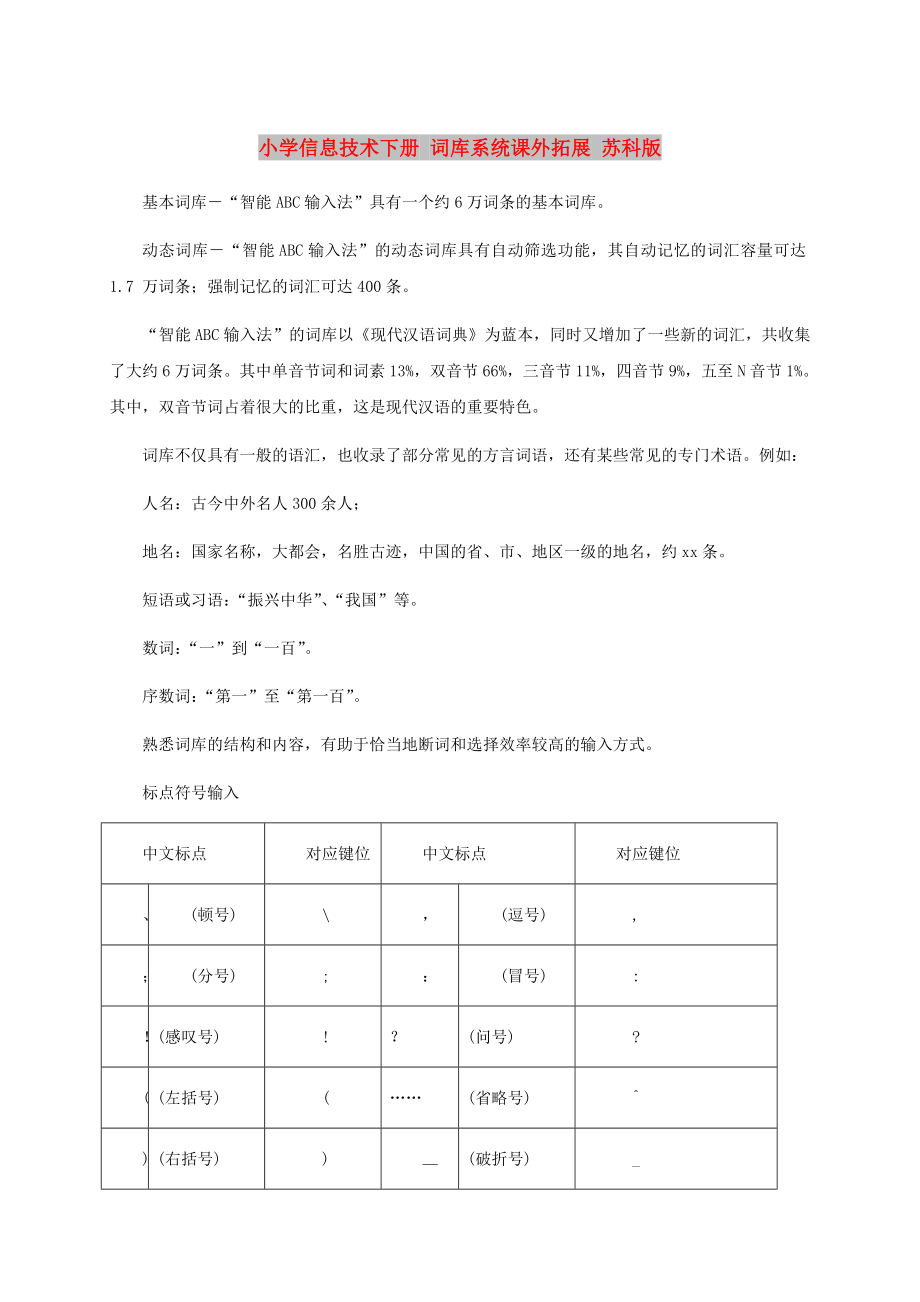 小学信息技术下册 词库系统课外拓展 苏科版_第1页