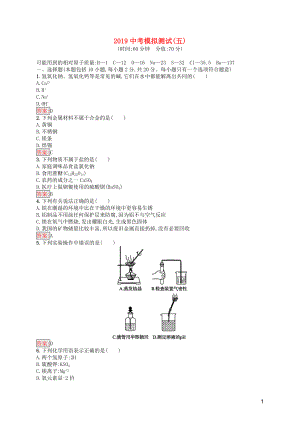 （課標(biāo)通用）甘肅省2019年中考化學(xué)總復(fù)習(xí) 模擬測(cè)試（五）試題