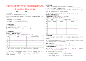 廣東省中山市橫欄中學(xué)九年級化學(xué)上冊 課題2 金屬的化學(xué)性質(zhì)（第1課時）導(dǎo)學(xué)案（無答案） 新人教版