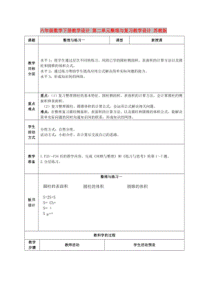 六年級(jí)數(shù)學(xué)下冊(cè)教學(xué)設(shè)計(jì) 第二單元整理與復(fù)習(xí)教學(xué)設(shè)計(jì) 蘇教版