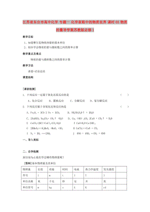 江蘇省東臺市高中化學(xué) 專題一 化學(xué)家眼中的物質(zhì)世界 課時03 物質(zhì)的量導(dǎo)學(xué)案蘇教版必修1