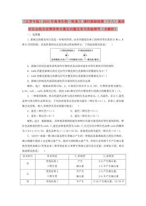 （江蘇專版）2022年高考生物一輪復(fù)習(xí) 課時(shí)跟蹤檢測(cè)（十八）基因的自由組合定律異常分離比問題及有關(guān)實(shí)驗(yàn)探究（含解析）