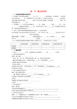 山東省濟(jì)寧市任城區(qū)九年級(jí)化學(xué)全冊(cè) 第二單元 常見的酸和堿 第一節(jié) 酸及其性質(zhì)復(fù)習(xí)同步測(cè)試（無答案） 魯教版五四制（通用）