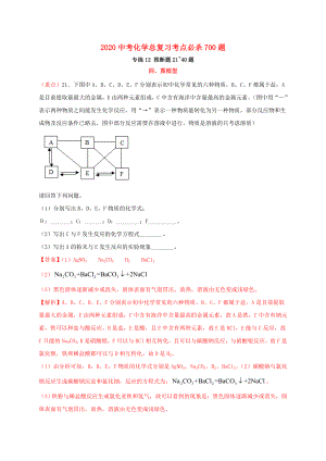 2020中考化學總復習 考點必殺700題 專練12 推斷題20題（含解析）