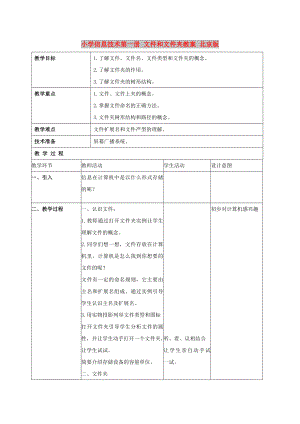 小學(xué)信息技術(shù)第一冊(cè) 文件和文件夾教案 北京版