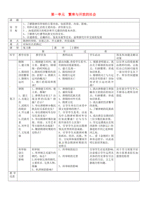 吉林省通化市外國語中學(xué)七年級歷史下冊 第一單元 繁榮與開放的社會(huì)復(fù)習(xí)導(dǎo)學(xué)案1（無答案） 新人教版