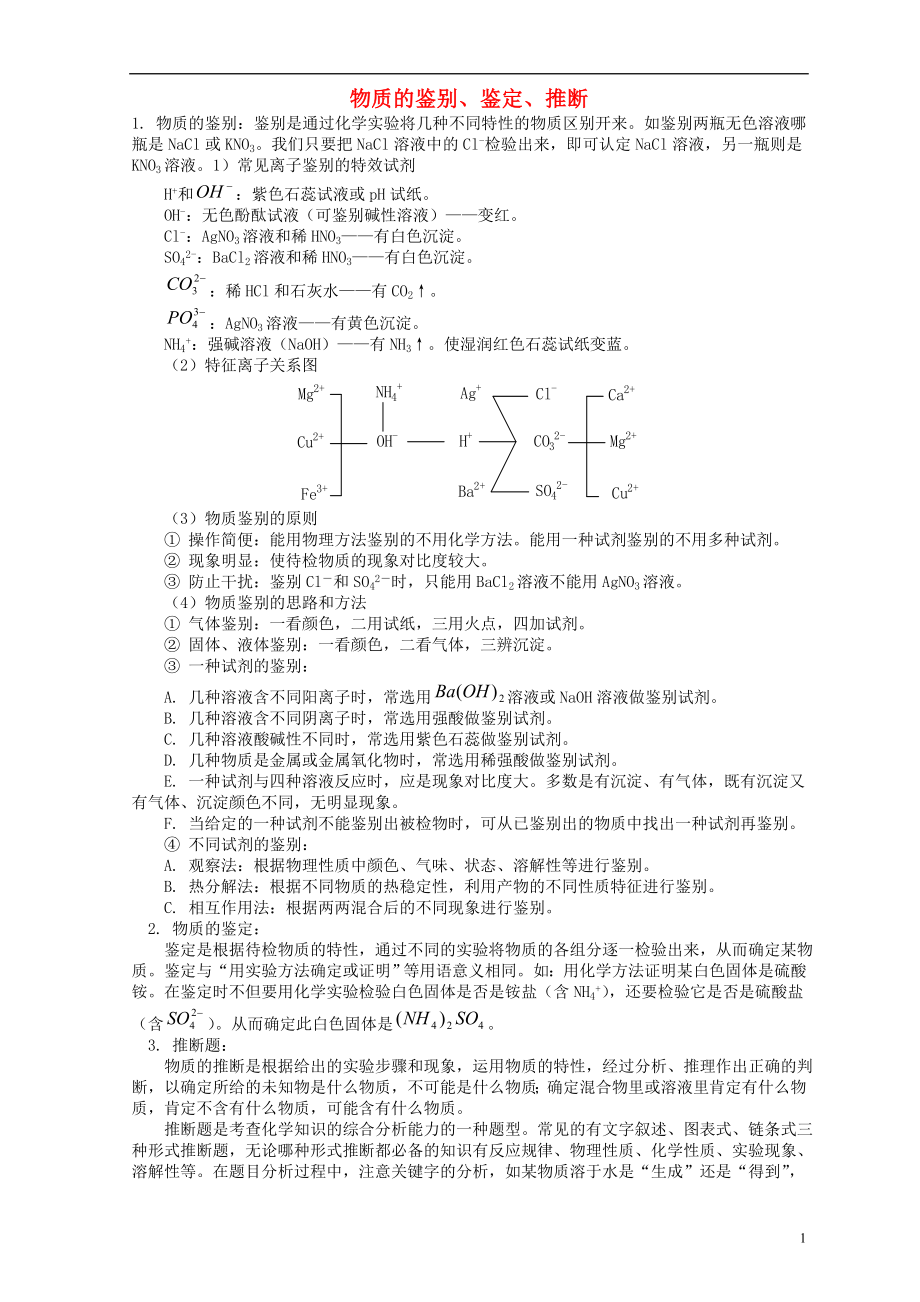 中考化學試題分類匯編 第10講 物質(zhì)的鑒別、鑒定、推斷（答案不全）_第1頁